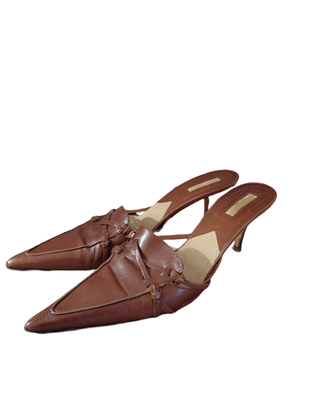 Vintage Michael Kors Brown Pointed-Toe Leather Mule Heels - Picture 10 of 10